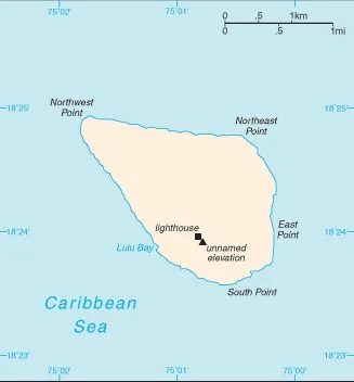 CIA World Factbook map of Navassa Island, showing major cities, rivers and neighbouring countries
